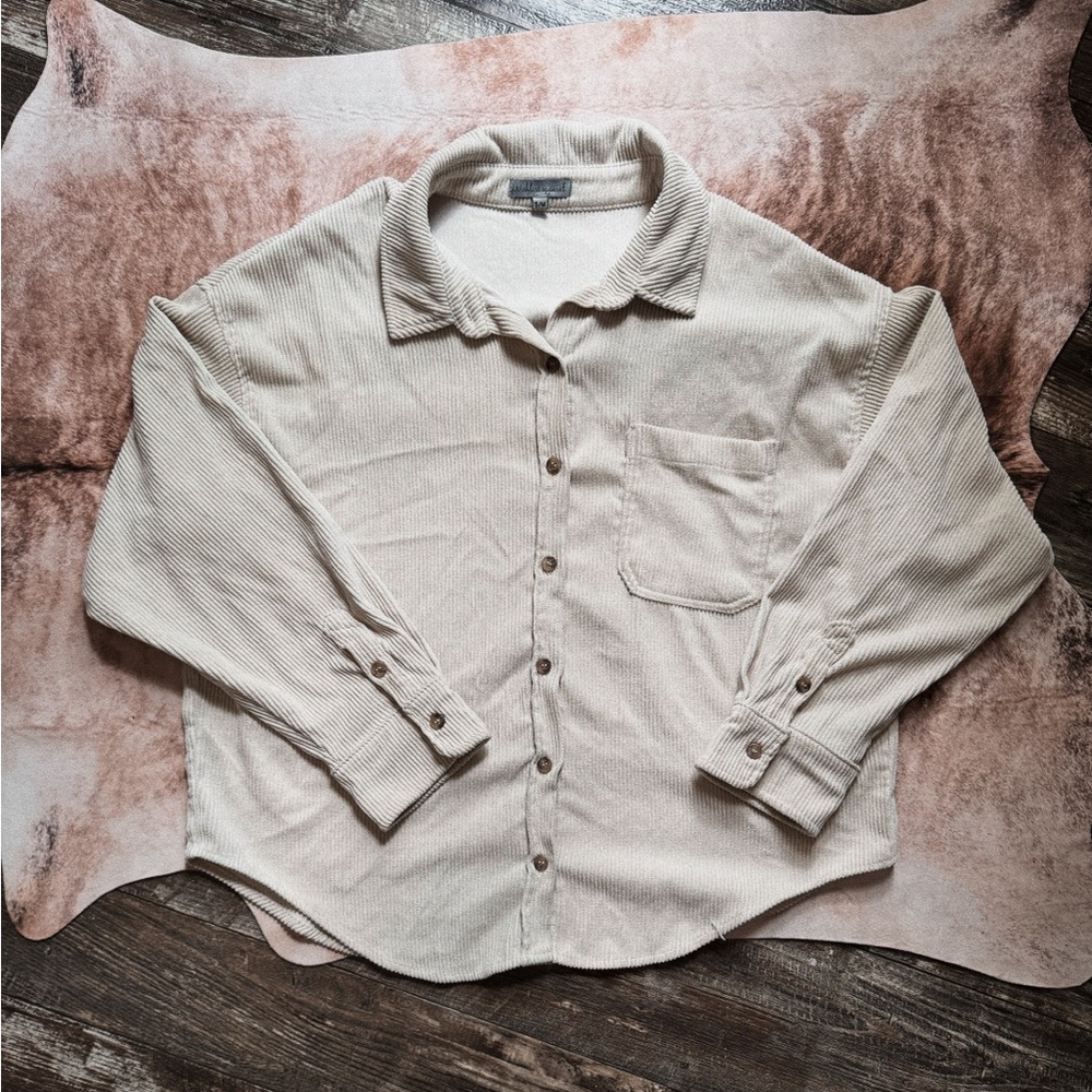 Cream corduroy shacket